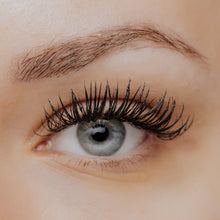 Load image into Gallery viewer, Eyelash Extension Safe Makeup, Volume Touch Mascara applied to lashes, closeup
