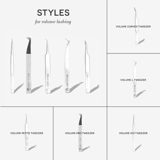Volume Eyelash Extension Tweezers, 5 types
