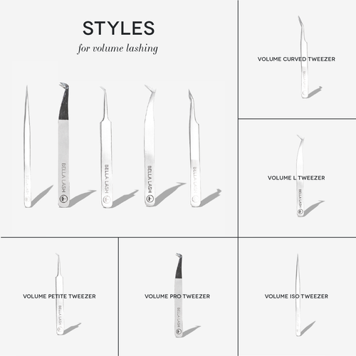 Volume Eyelash Extension Tweezers, 5 types